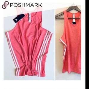 Adidas Pink with White Stripe Racerback Tank Top, Size Medium
